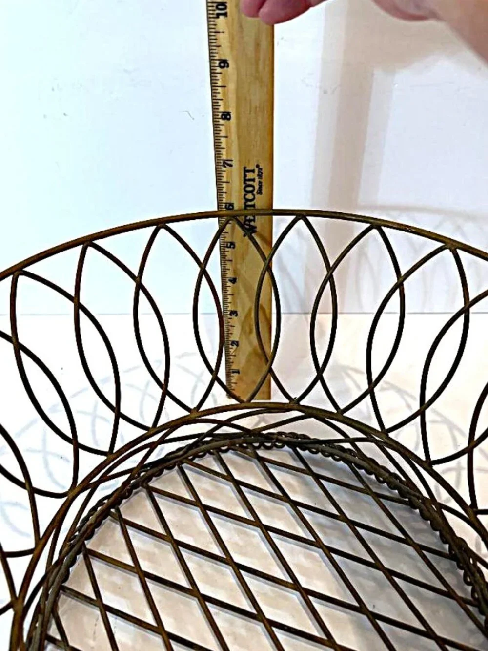 Vintage French-style Wirework Large Round Basket - flared rim 12